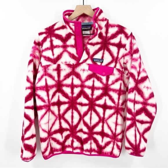 Patagonia Synchilla Tie Die Snap Pullover Pink Diamond - Picture 1 of 13